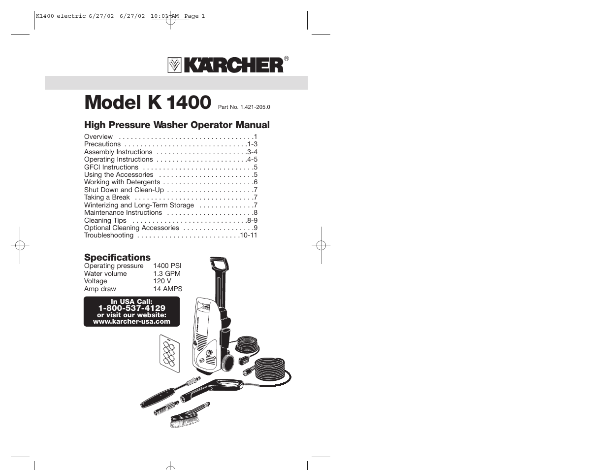 Karcher K 1400 User Manual | 7 pages