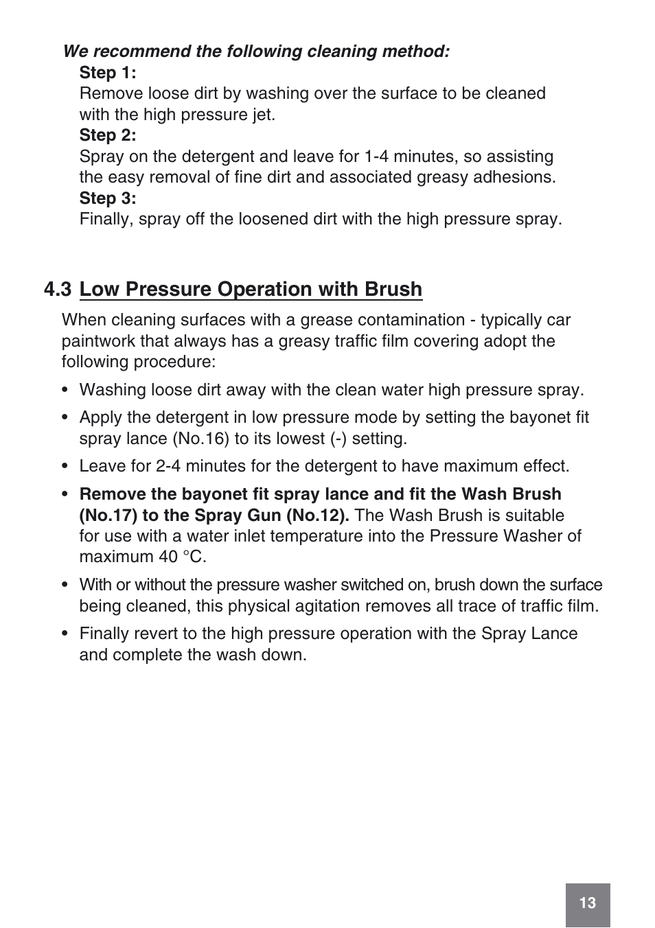 3 low pressure operation with brush | Karcher K 6.50 MB User Manual | Page 13 / 24