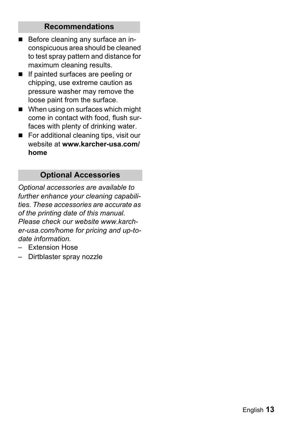 Karcher G 2500 VH User Manual | Page 13 / 46