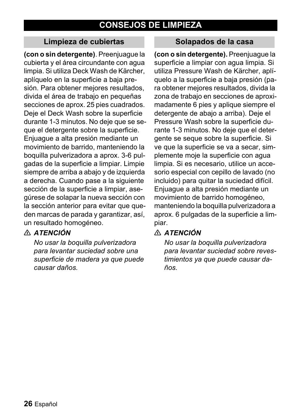 Consejos de limpieza | Karcher G 2500 VH User Manual | Page 26 / 46