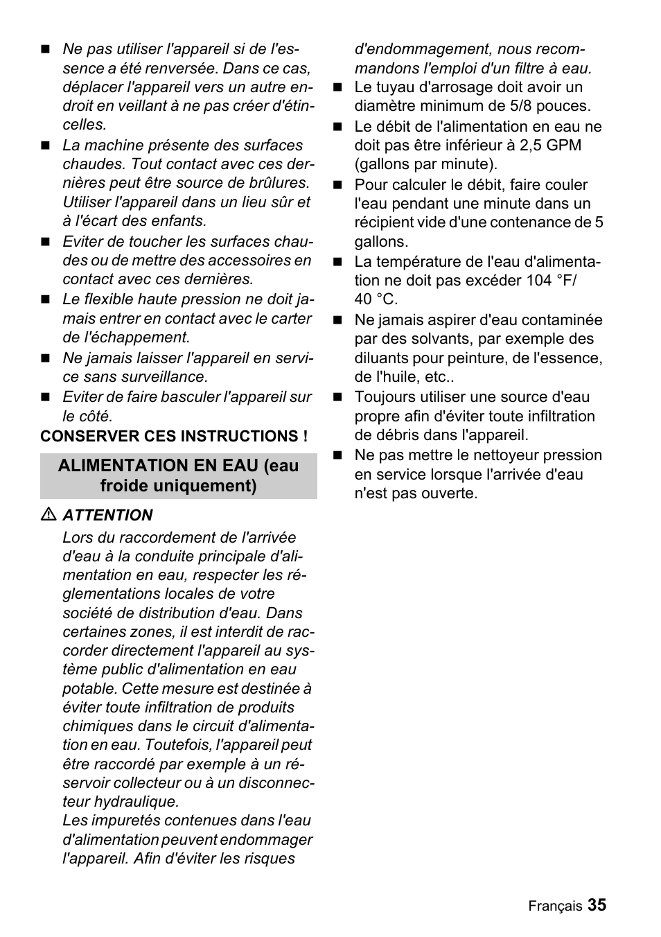 Karcher G 2500 VH User Manual | Page 35 / 46