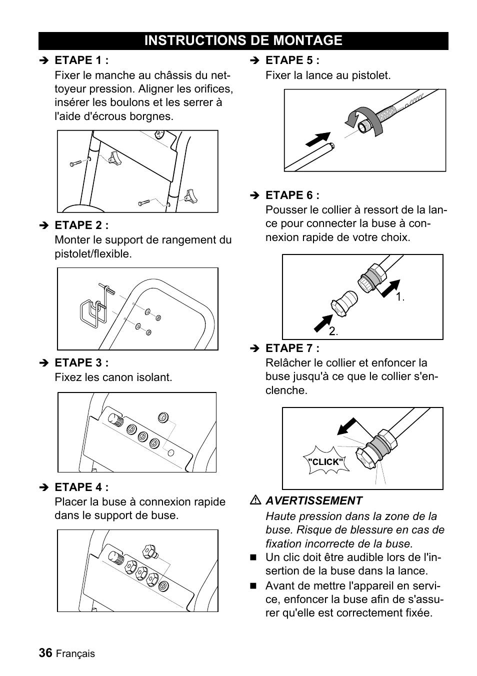 Instructions de montage | Karcher G 2500 VH User Manual | Page 36 / 46