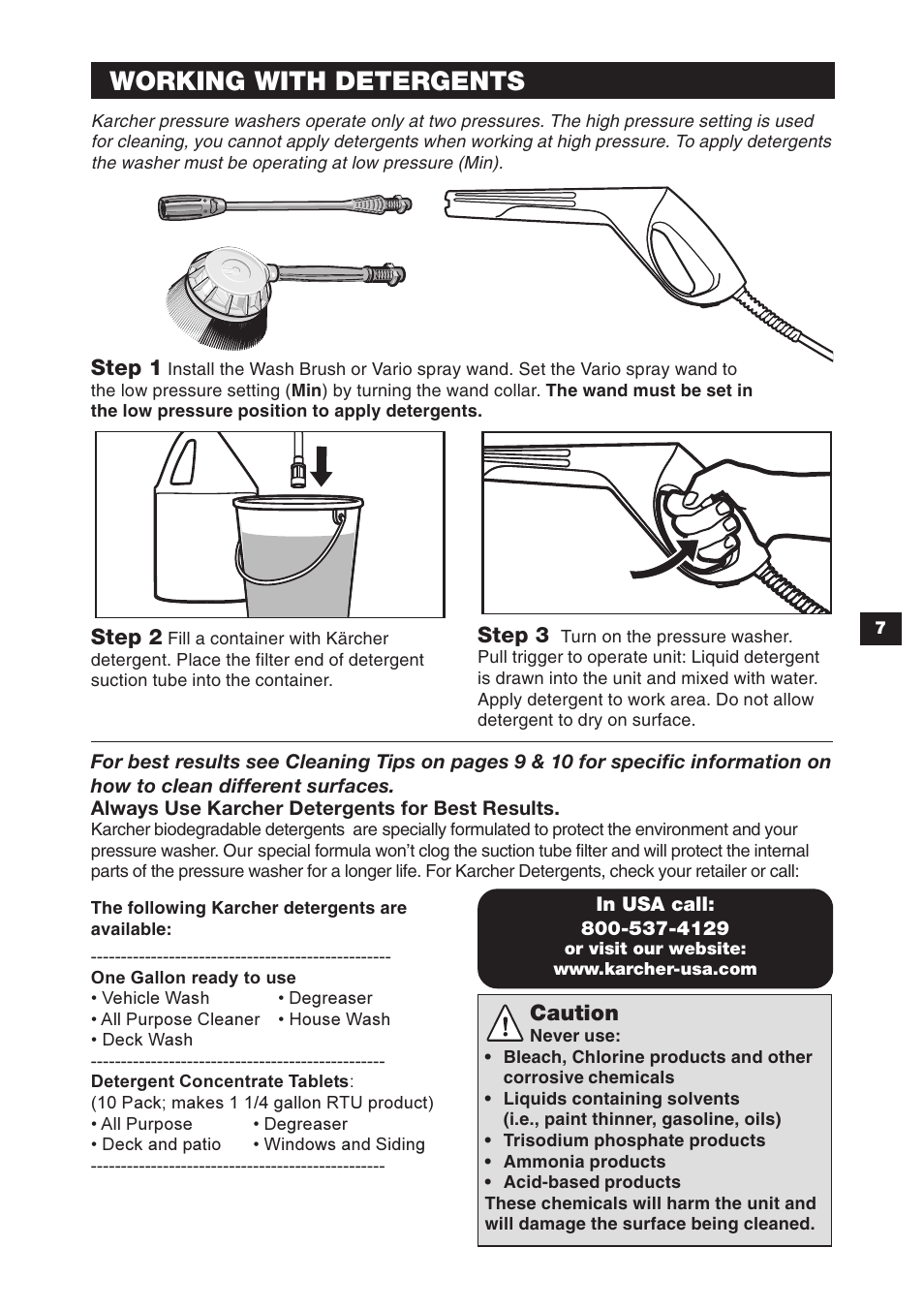 Working with detergents | Karcher K 2.90 M User Manual | Page 7 / 12