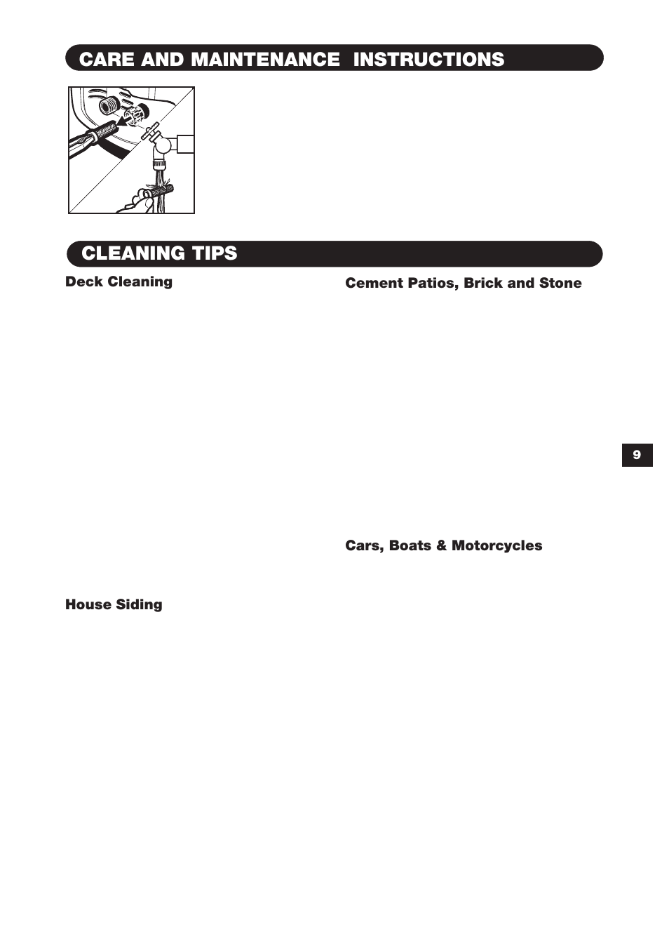 Cleaning tips, Care and maintenance instructions | Karcher K 3.99 M User Manual | Page 9 / 12