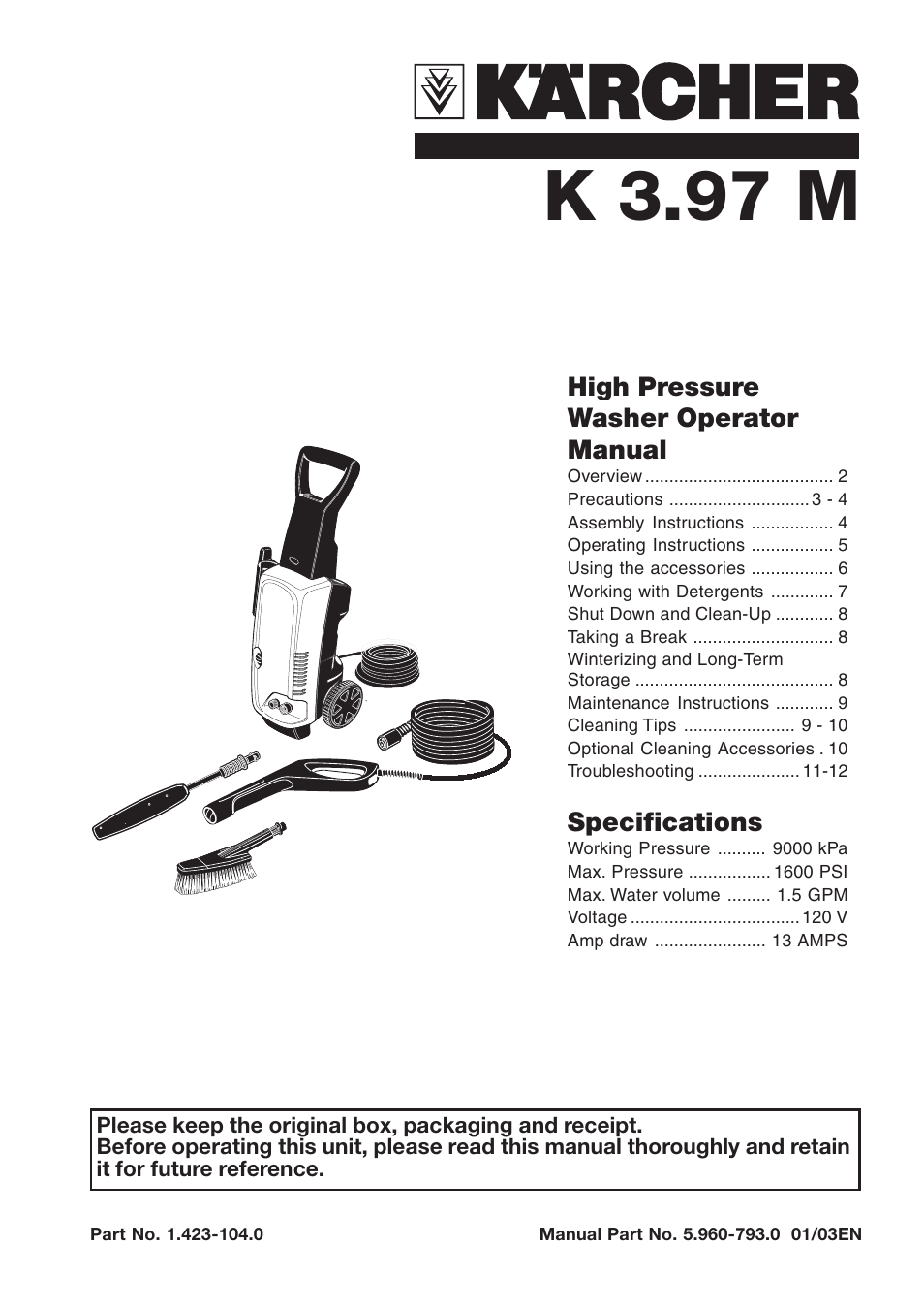 Karcher K 3.97M User Manual | 12 pages