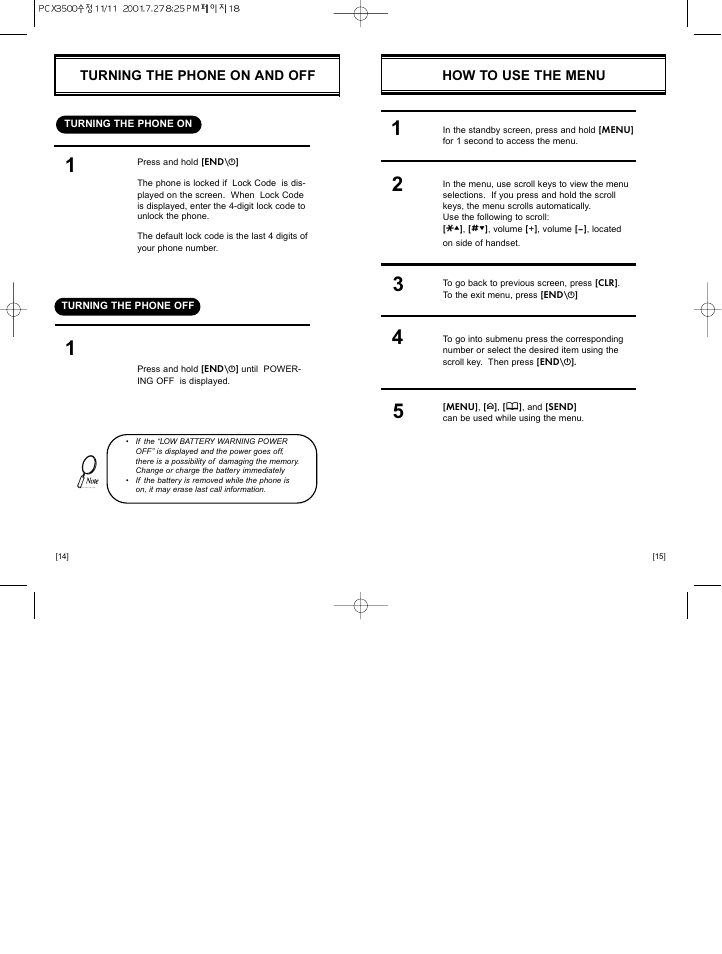 How to use the menu, Turning the phone on and off | Hyundai HGP-230 User Manual | Page 11 / 42