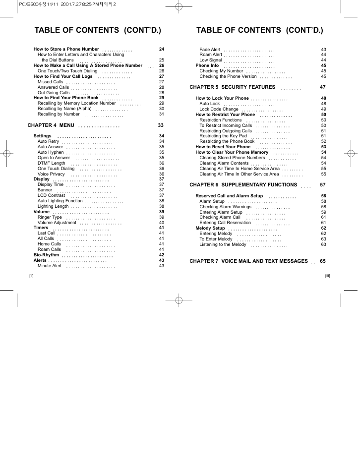 Table of contents (cont’d.) | Hyundai HGP-230 User Manual | Page 3 / 42