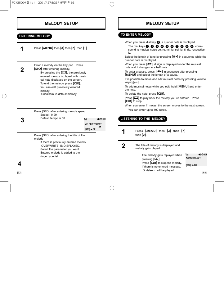 Melody setup | Hyundai HGP-230 User Manual | Page 35 / 42