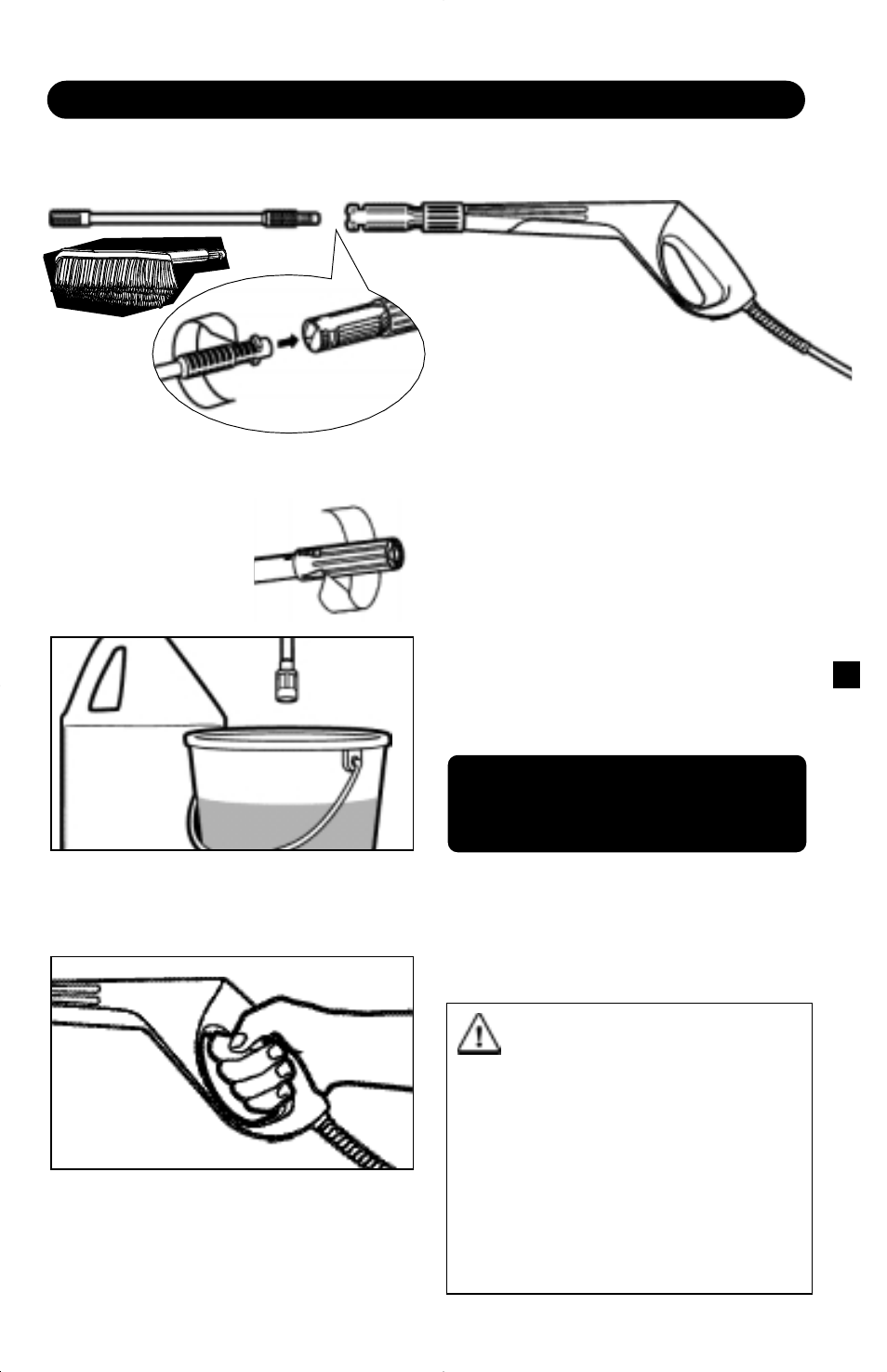 Working with detergent, Caution, Step 2 | Step 3, Step 1 | Karcher K205 M Plus User Manual | Page 7 / 12