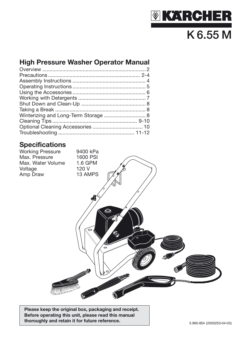 Karcher K 6.55 M User Manual | 12 pages