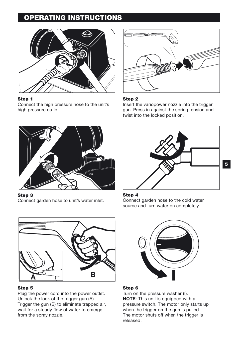 Operating instructions | Karcher K 6.55 M User Manual | Page 5 / 12