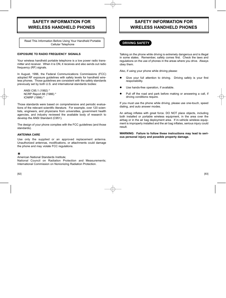 Safety information for wireless handheld phones | Hyundai HGC-300 User Manual | Page 45 / 48