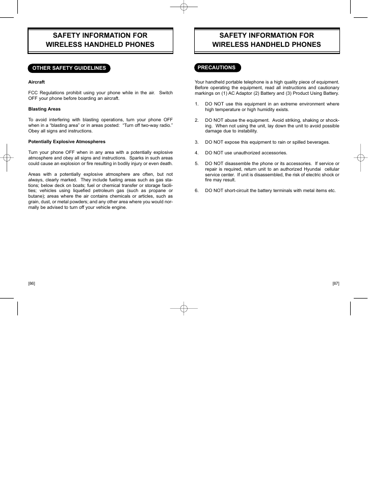 Safety information for wireless handheld phones | Hyundai HGC-300 User Manual | Page 47 / 48