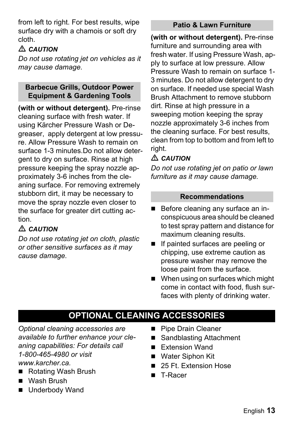 Optional cleaning accessories | Karcher K 2.01 User Manual | Page 13 / 15