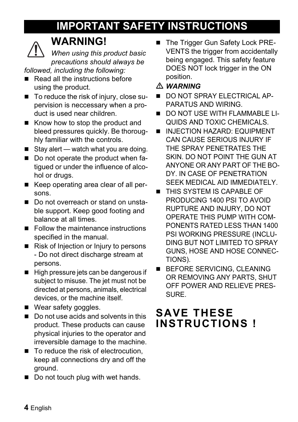Warning | Karcher K 2.01 User Manual | Page 4 / 15