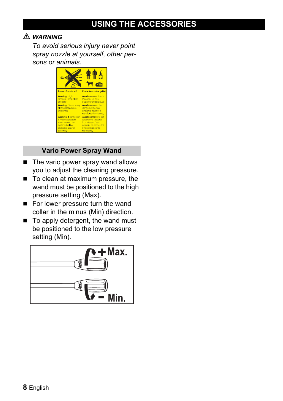 Using the accessories | Karcher K 2.01 User Manual | Page 8 / 15