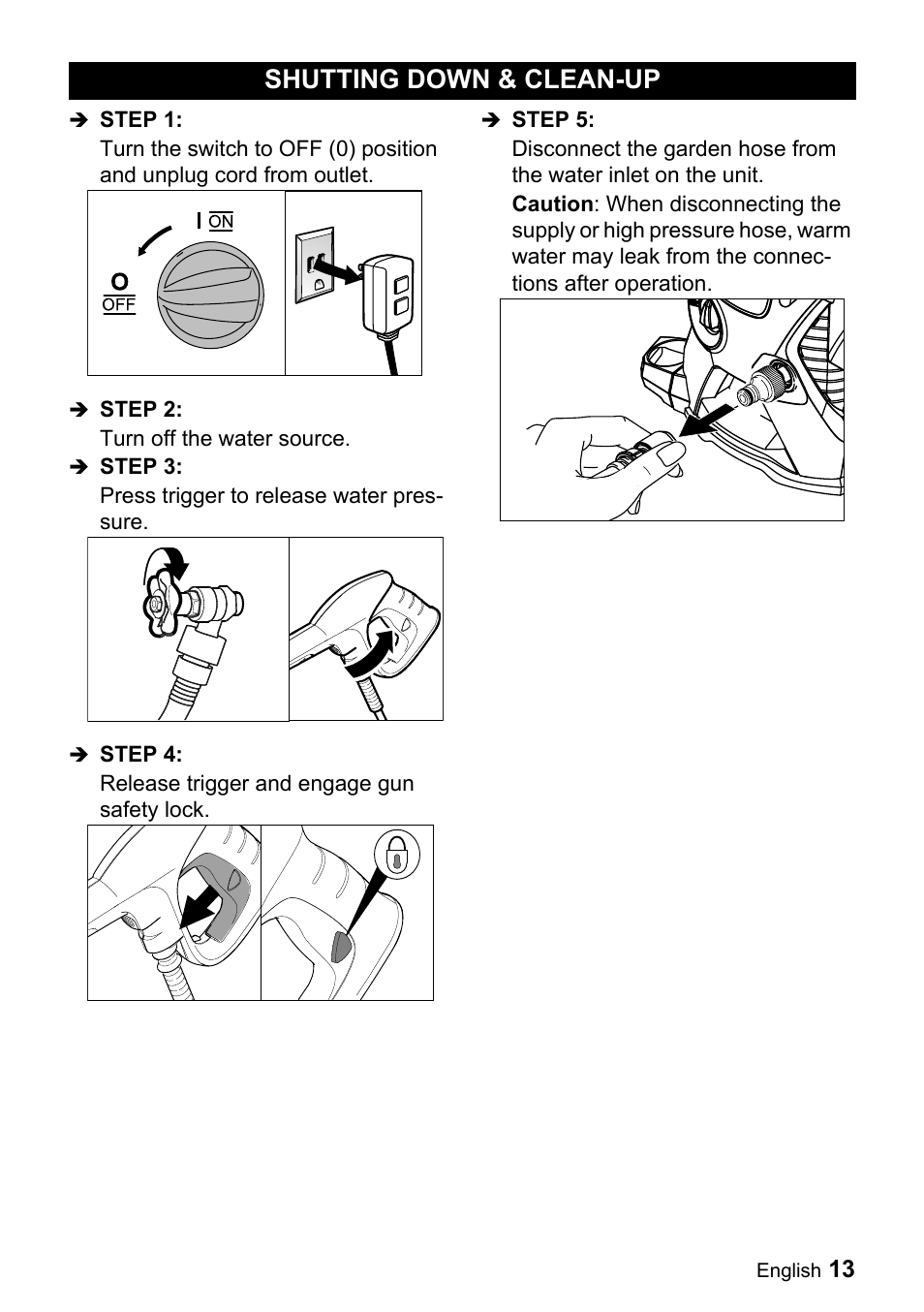 Shutting down & clean-up | Karcher K 3.740 User Manual | Page 13 / 64