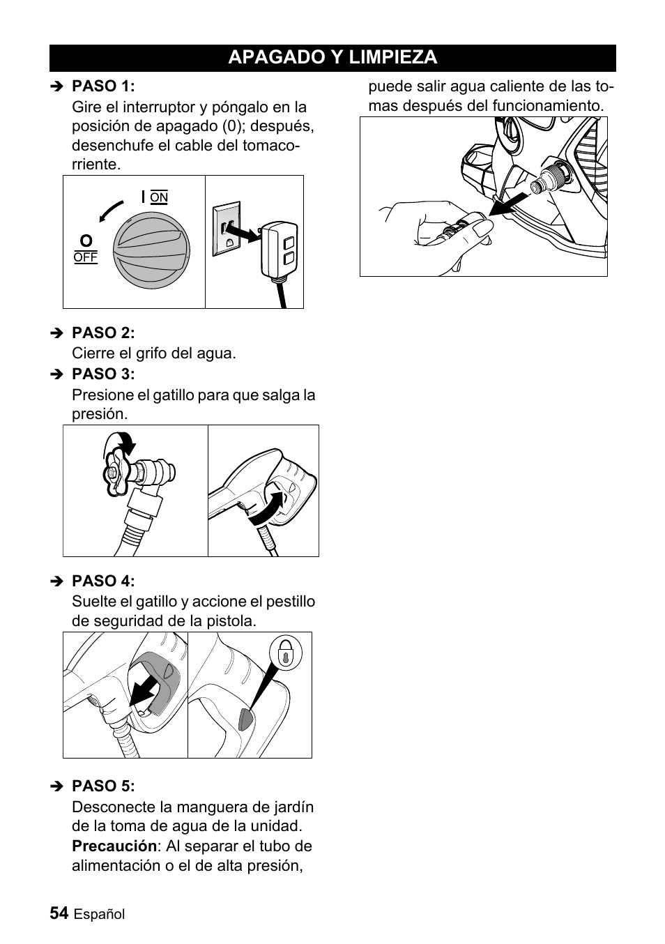 Apagado y limpieza | Karcher K 3.740 User Manual | Page 54 / 64