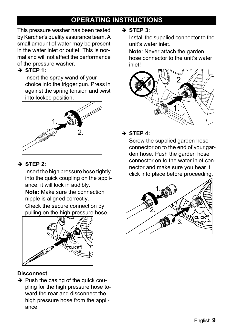 Operating instructions | Karcher K 3.740 User Manual | Page 9 / 64