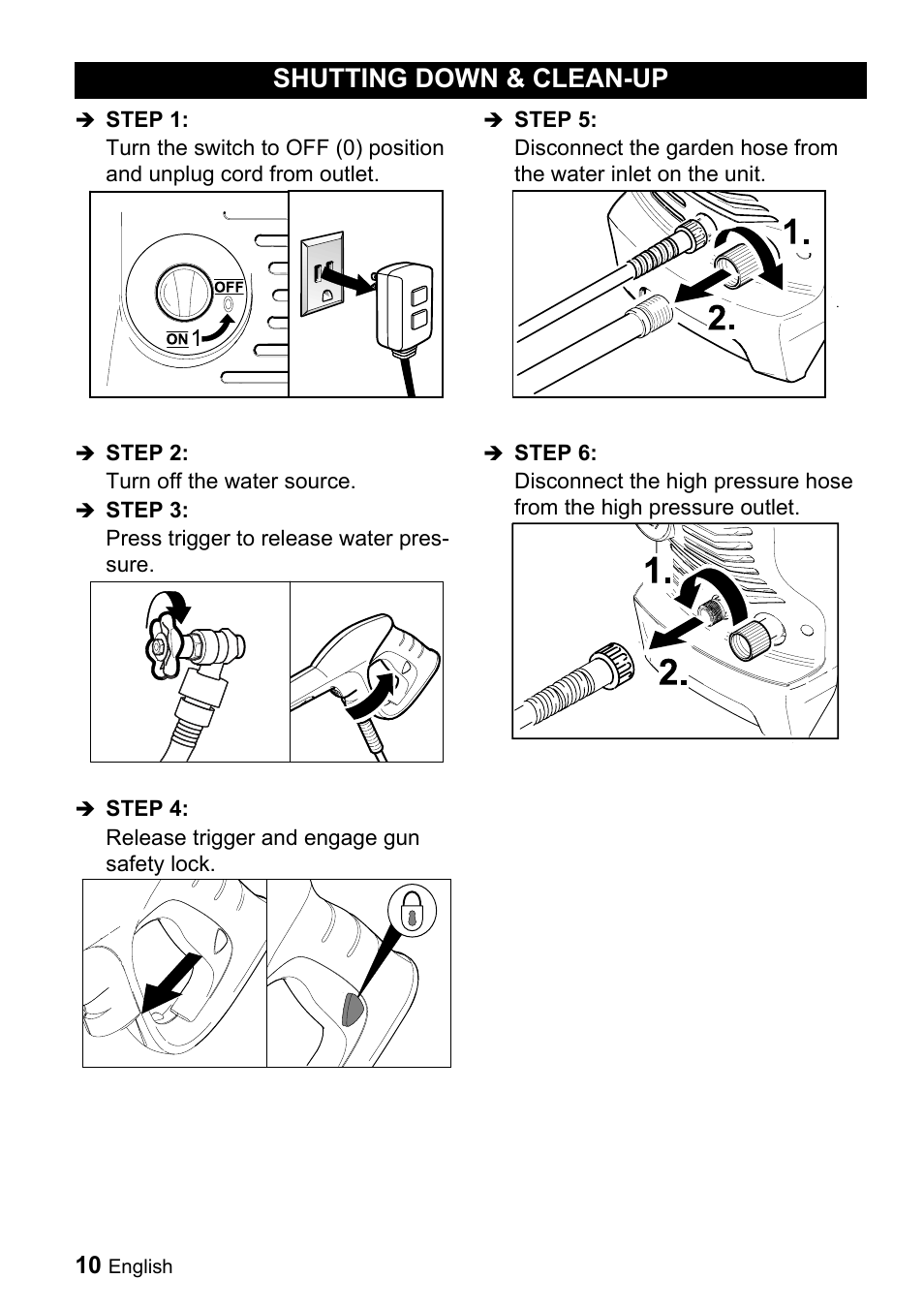 Shutting down & clean-up | Karcher K 3.48 M User Manual | Page 10 / 52