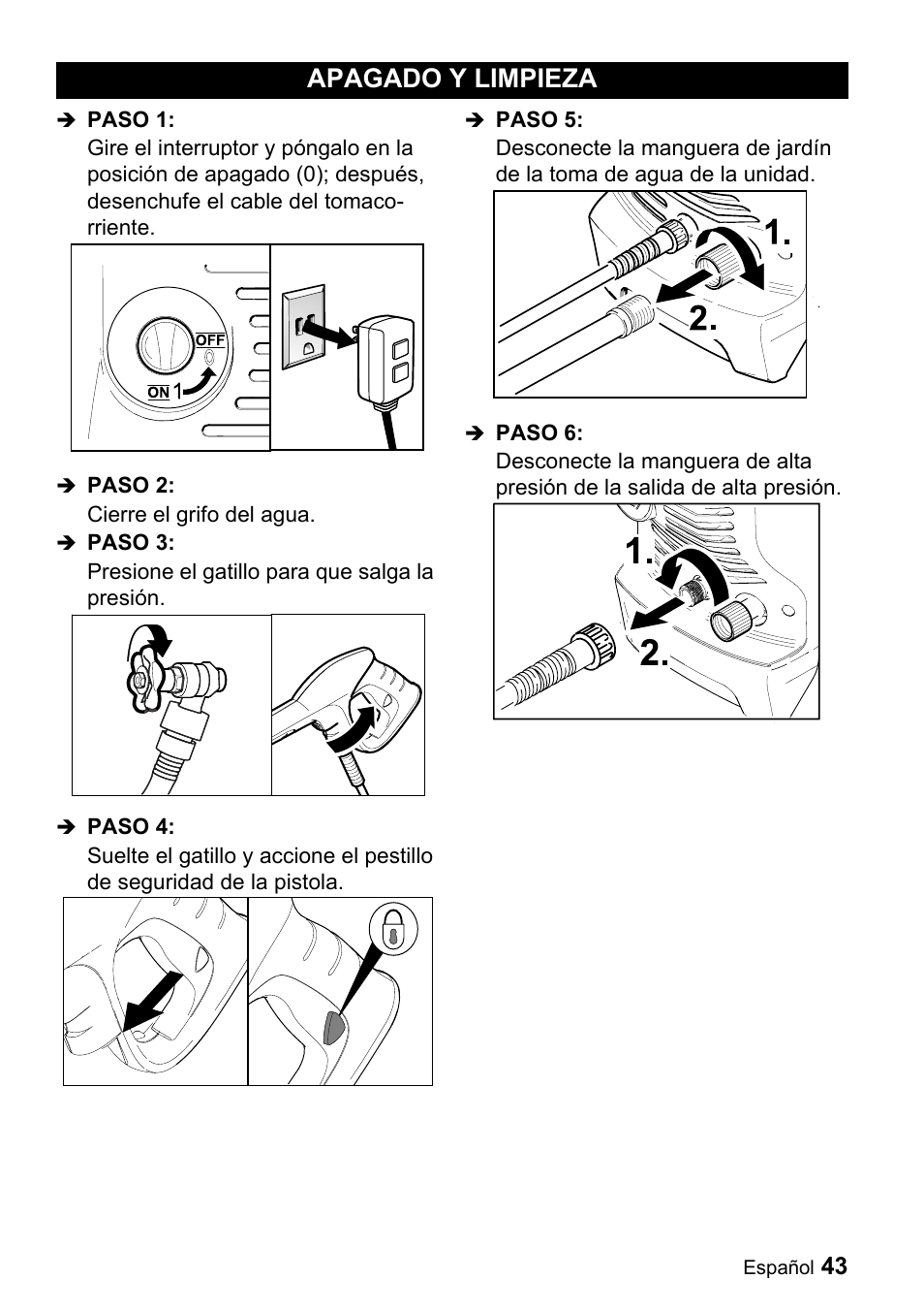 Apagado y limpieza | Karcher K 3.48 M User Manual | Page 43 / 52