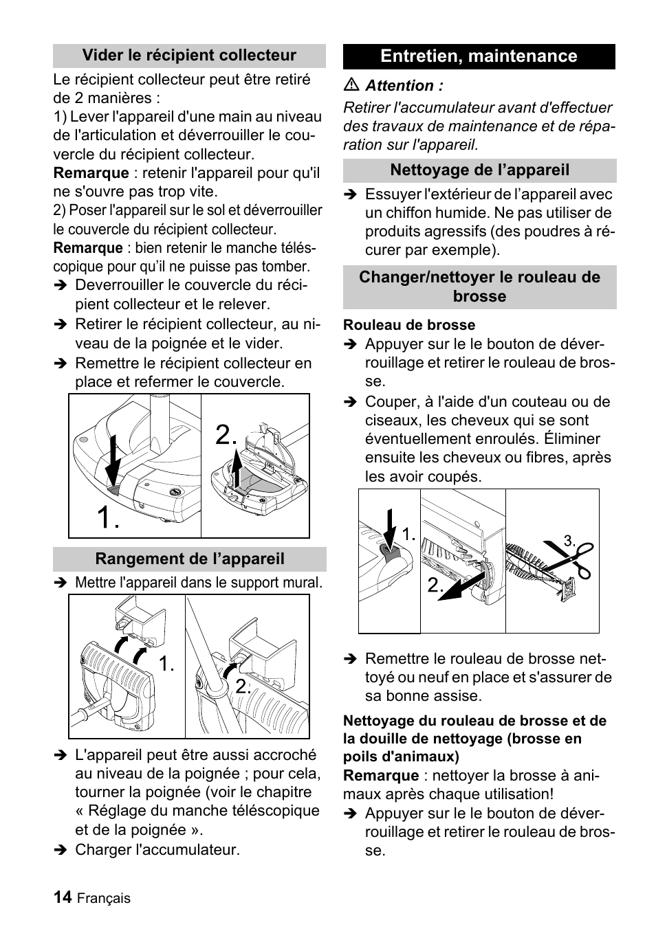 Entretien, maintenance | Karcher K 55 User Manual | Page 14 / 24