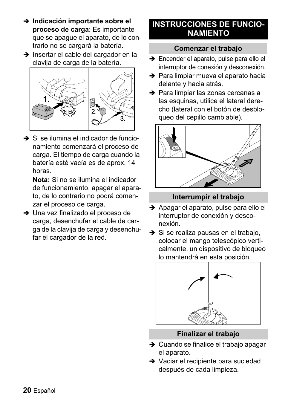Instrucciones de funcio- namiento | Karcher K 55 User Manual | Page 20 / 24