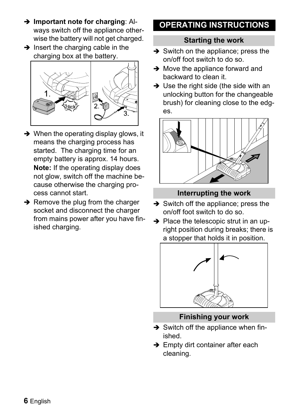 Operating instructions | Karcher K 55 User Manual | Page 6 / 24