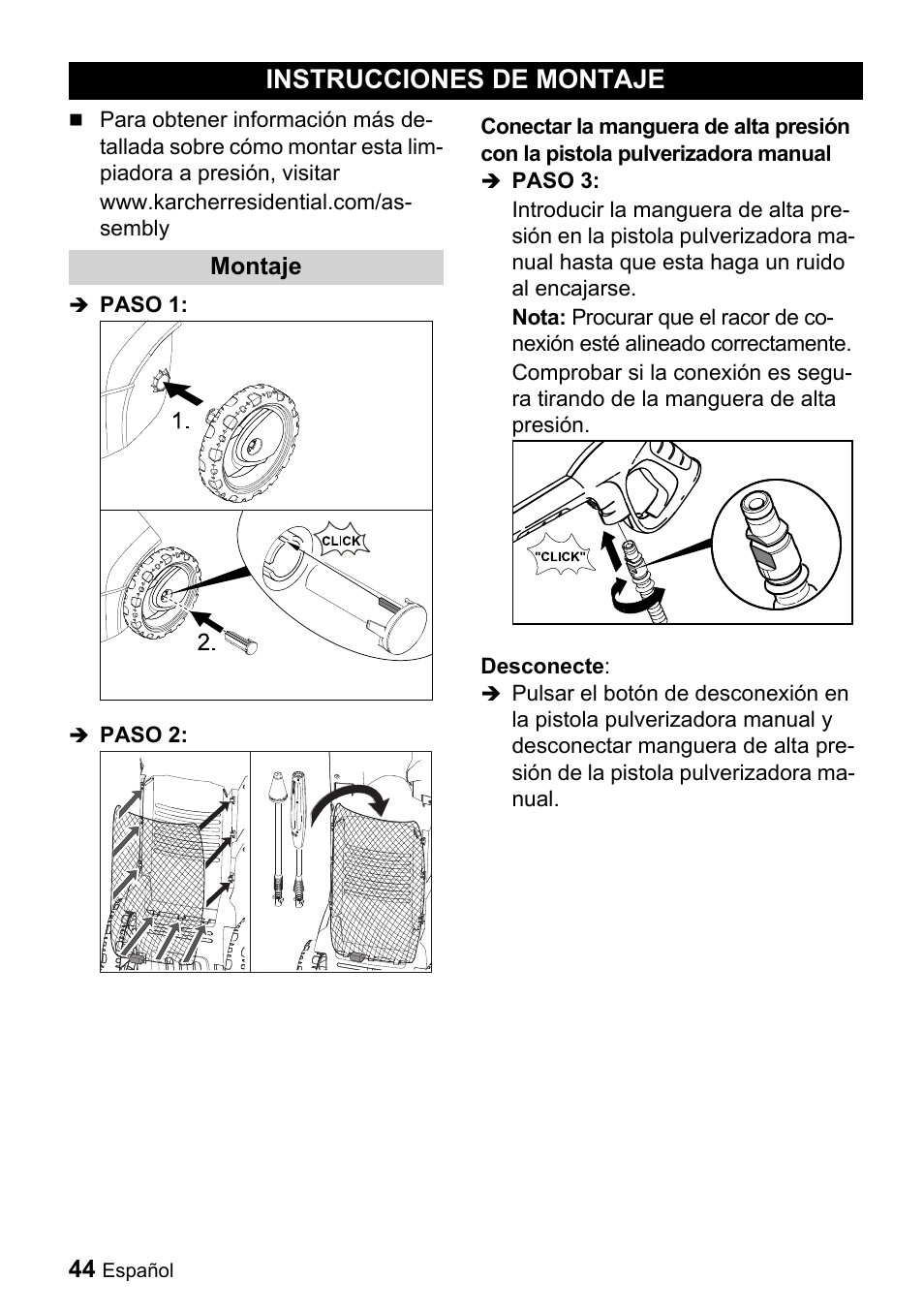 Instrucciones de montaje | Karcher K 3.350 User Manual | Page 44 / 60