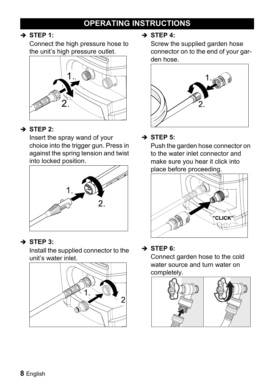 Operating instructions | Karcher K 3.350 User Manual | Page 8 / 60