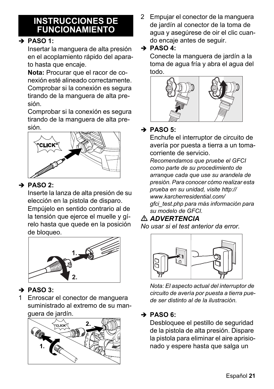 Instrucciones de funcionamiento | Karcher K 2.425 User Manual | Page 21 / 48