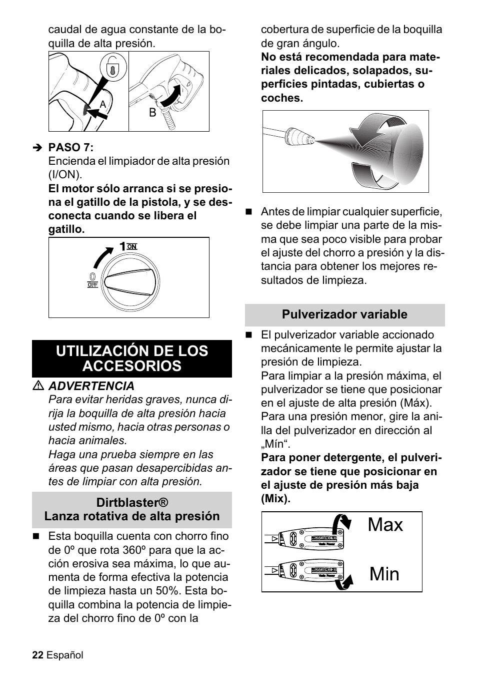 Utilización de los accesorios | Karcher K 2.425 User Manual | Page 22 / 48