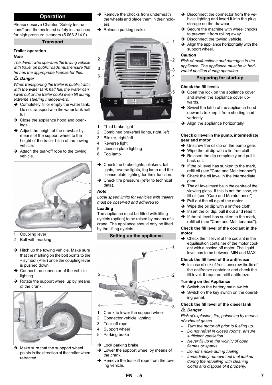 Operation | Karcher HD 7/250 DE TR1 User Manual | Page 7 / 20