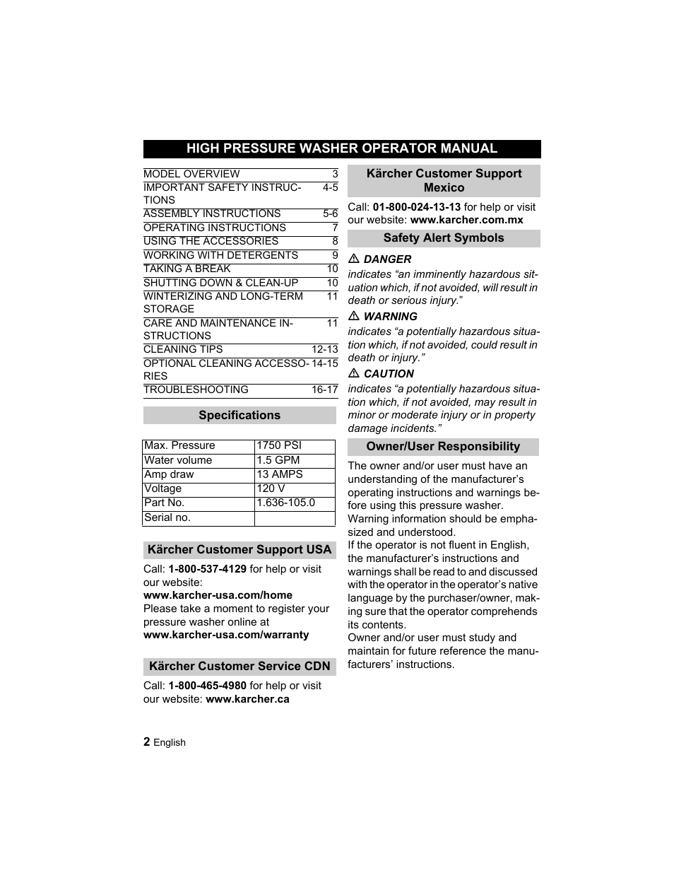 Karcher K 3.96 M User Manual | Page 2 / 52