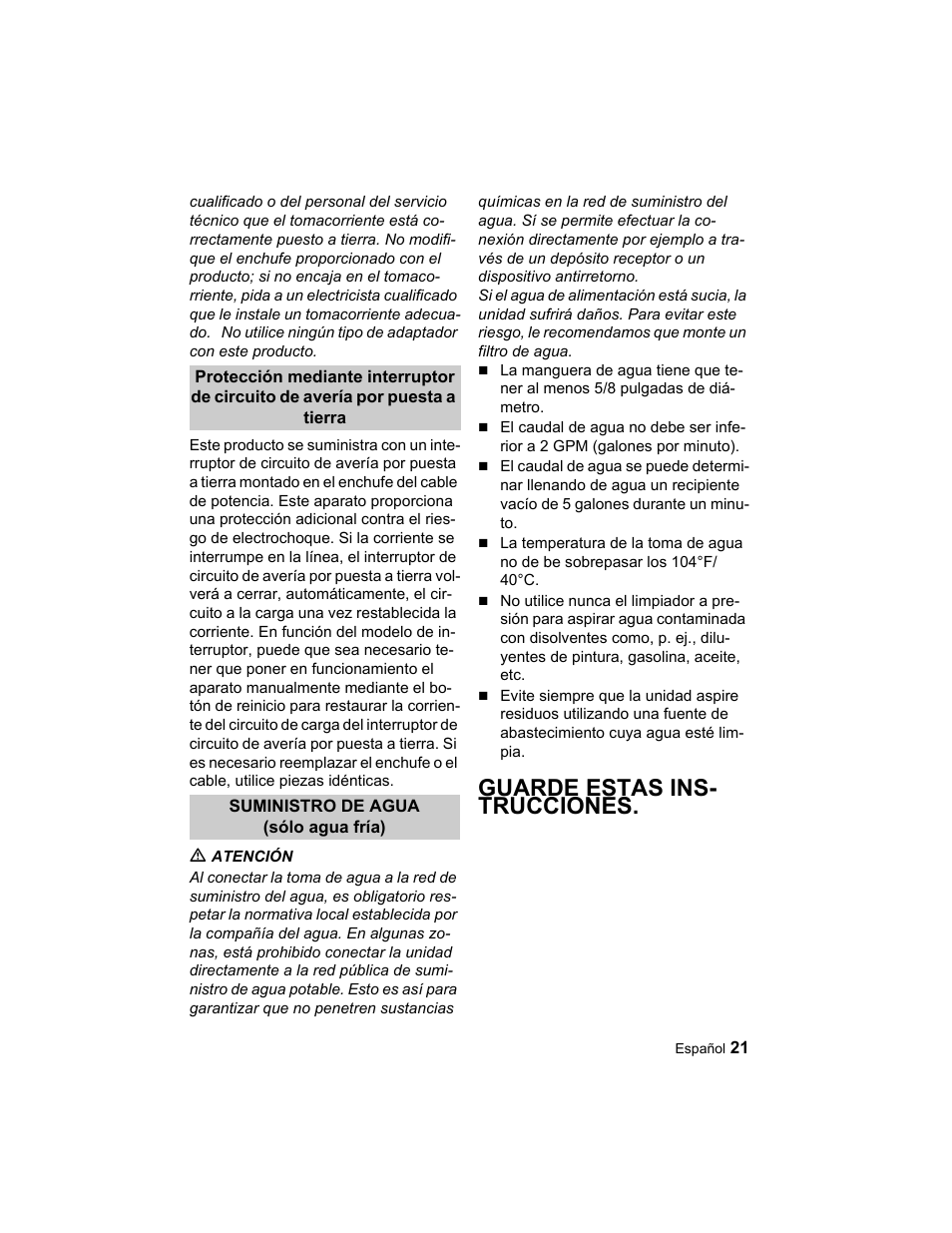 Guarde estas ins- trucciones | Karcher K 3.96 M User Manual | Page 21 / 52