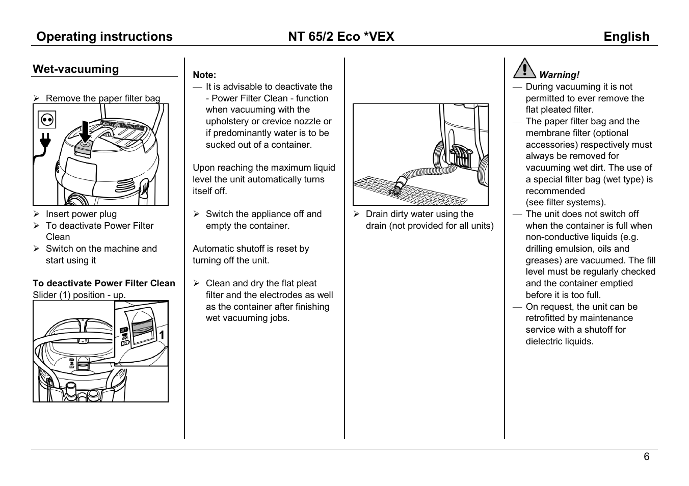 Operating instructions nt 65/2 eco *vex english | Karcher NT 65/2 ECO User Manual | Page 6 / 15