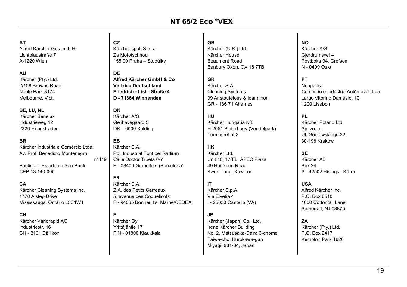 Nt 65/2 eco *vex | Karcher NT 65/2 ECO User Manual | Page 9 / 15