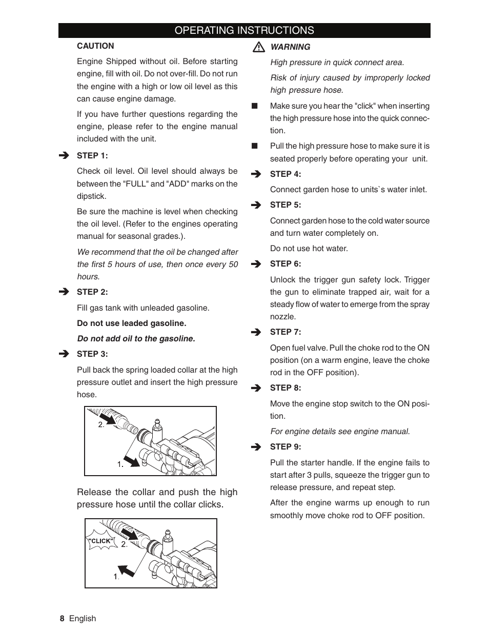 Operating instructions | Karcher G3200XH User Manual | Page 8 / 40