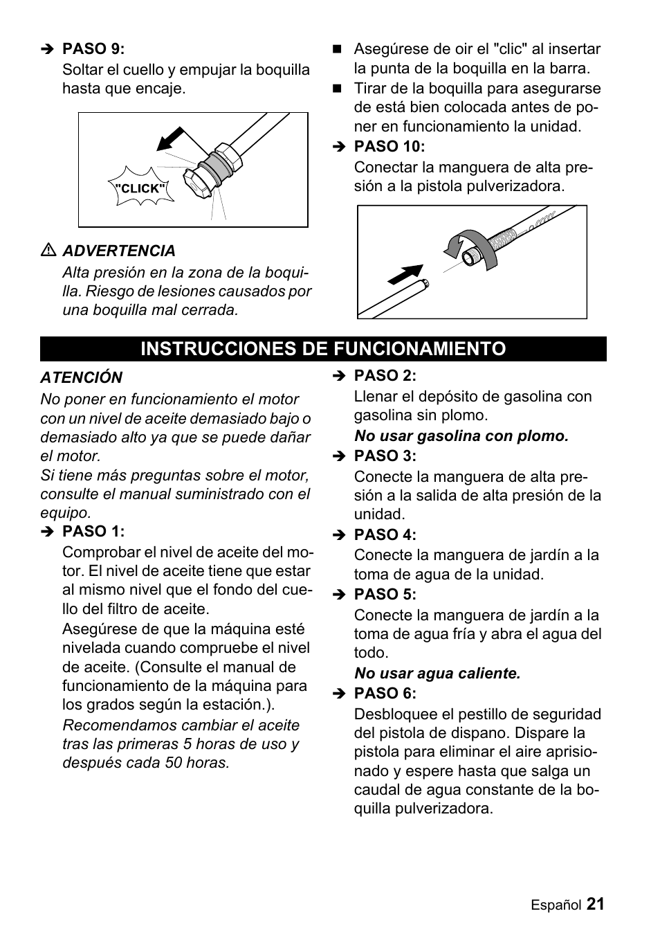 Instrucciones de funcionamiento | Karcher G 4000 SH User Manual | Page 21 / 48