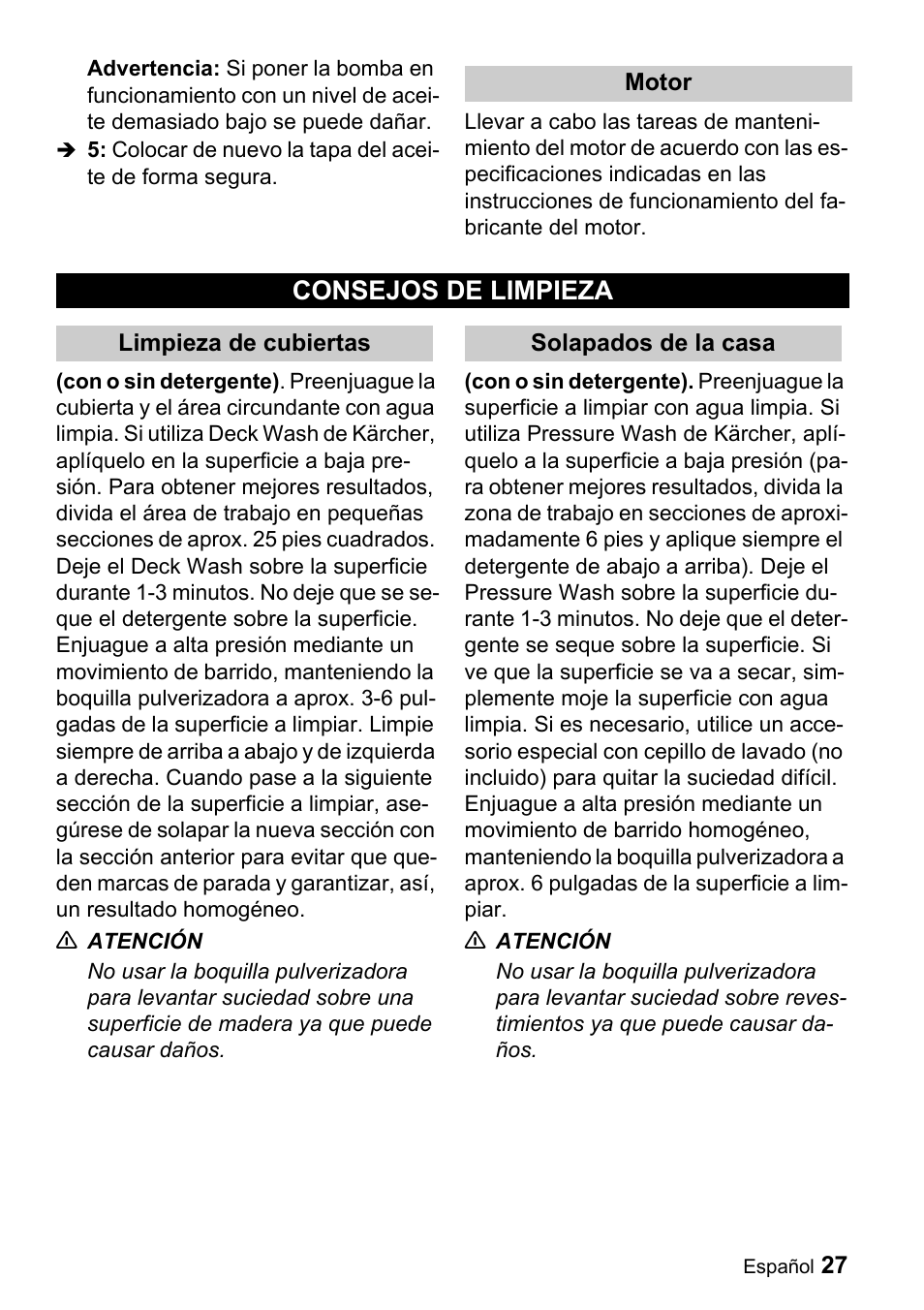 Consejos de limpieza | Karcher G 4000 SH User Manual | Page 27 / 48