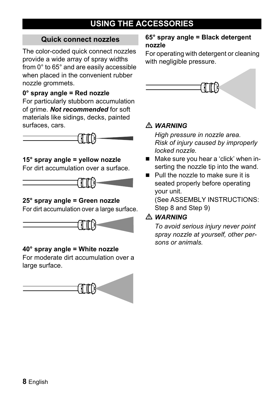 Using the accessories | Karcher G 4000 SH User Manual | Page 8 / 48