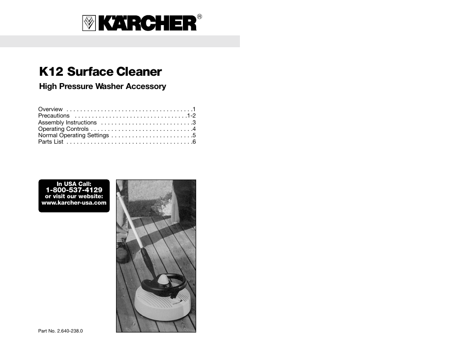 Karcher K12 User Manual | 5 pages