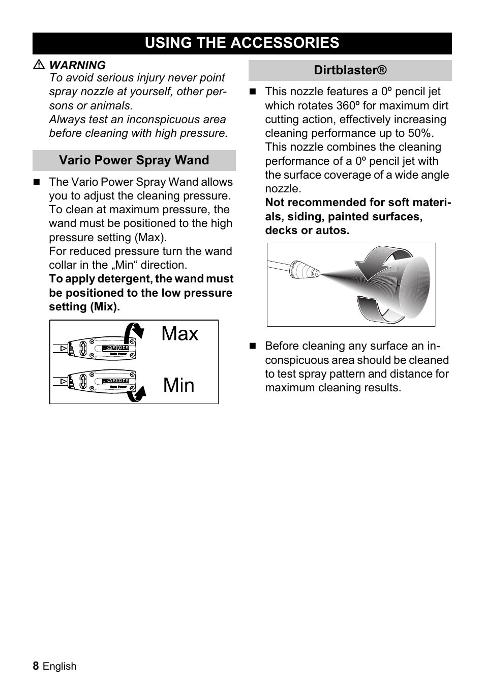 Using the accessories | Karcher K 2.350 User Manual | Page 8 / 16