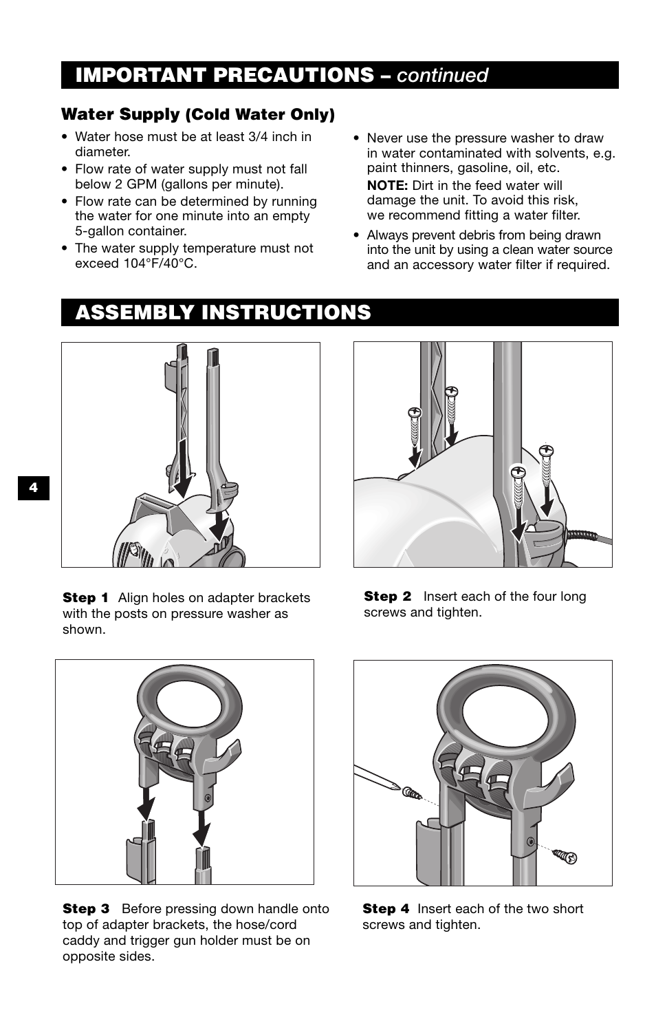 Water supply | Karcher K 390 M User Manual | Page 4 / 12