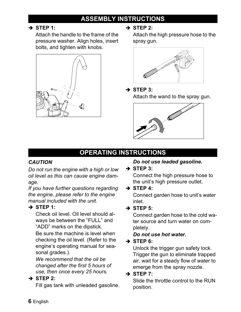 Assembly instructions operating instructions | Karcher G 2000 ET User Manual | Page 6 / 43