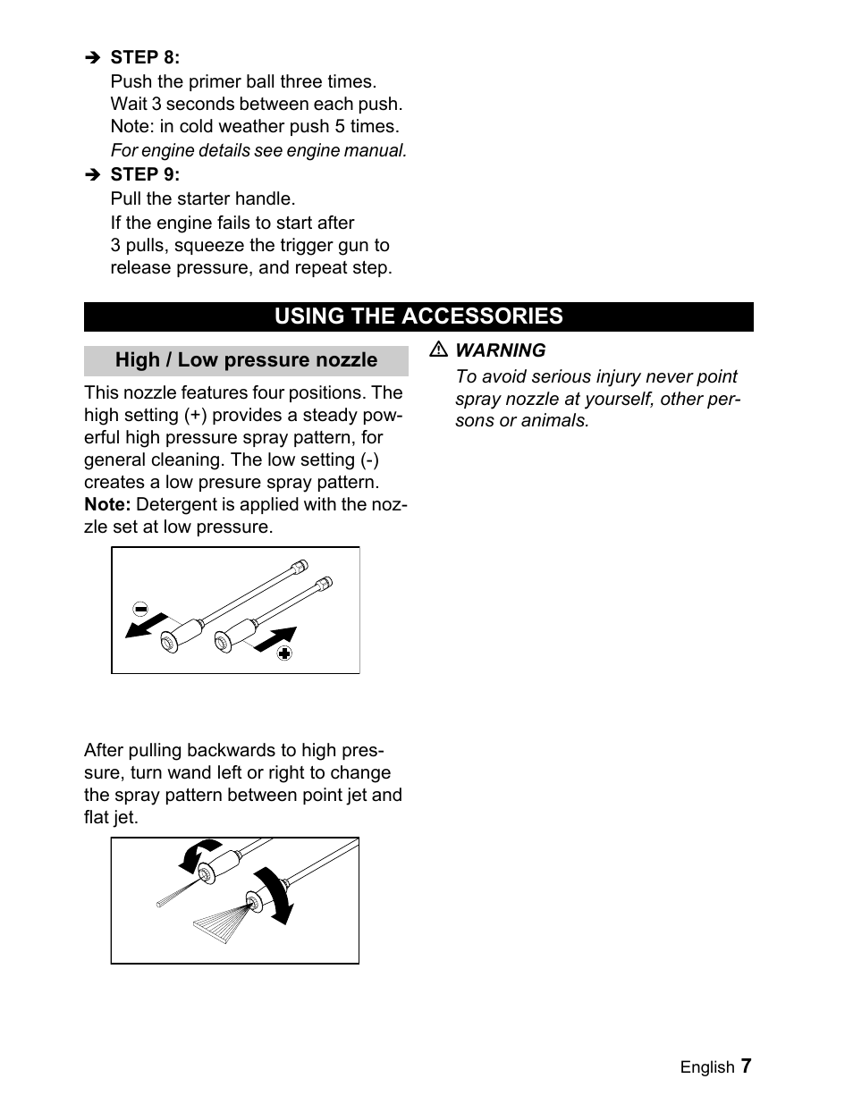 Using the accessories | Karcher G 2000 ET User Manual | Page 7 / 43