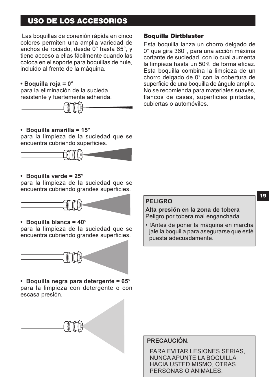 Uso de los accesorios | Karcher G 2500 HT User Manual | Page 19 / 40