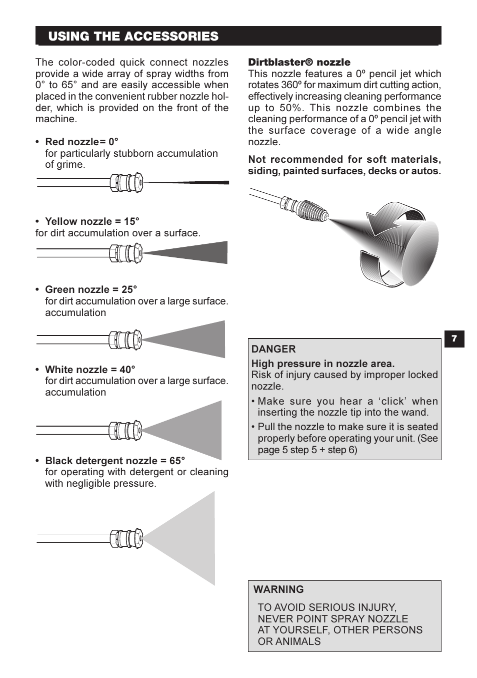 Using the accessories | Karcher G 2500 HT User Manual | Page 7 / 40
