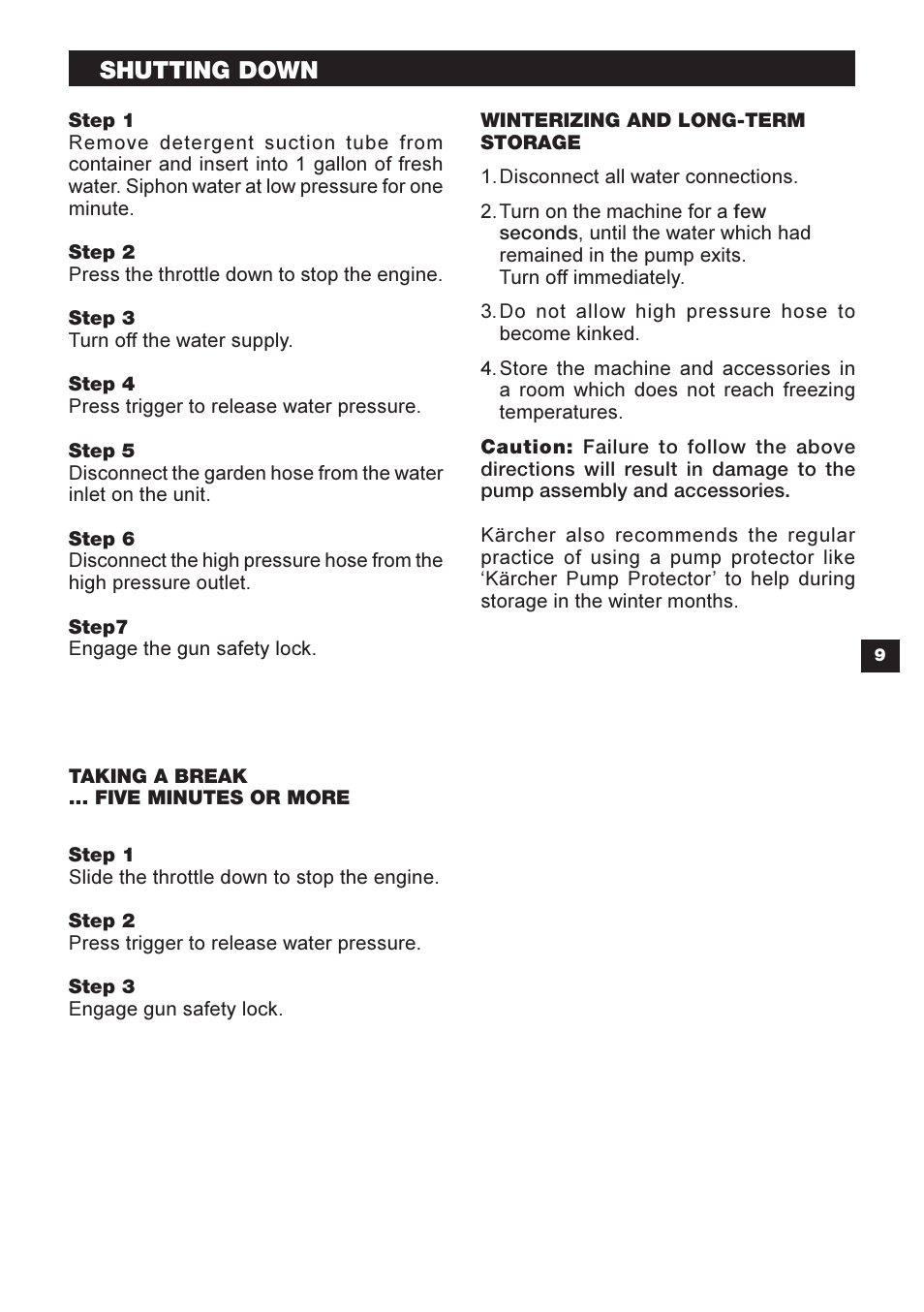 Shutting down | Karcher G 2500 HT User Manual | Page 9 / 40