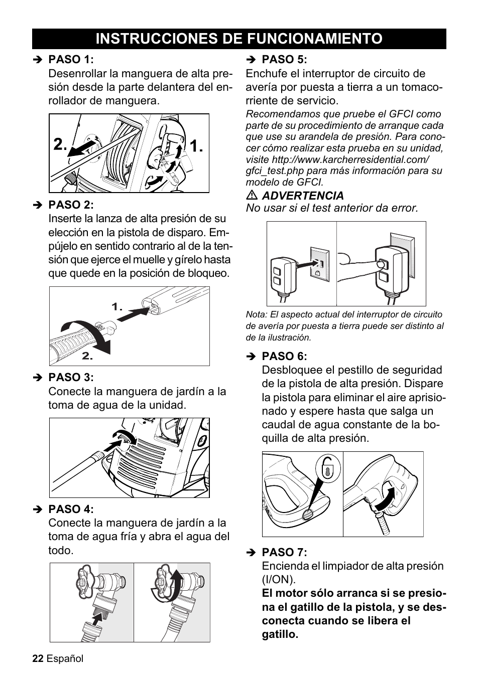 Instrucciones de funcionamiento | Karcher K 5.85 M User Manual | Page 22 / 48